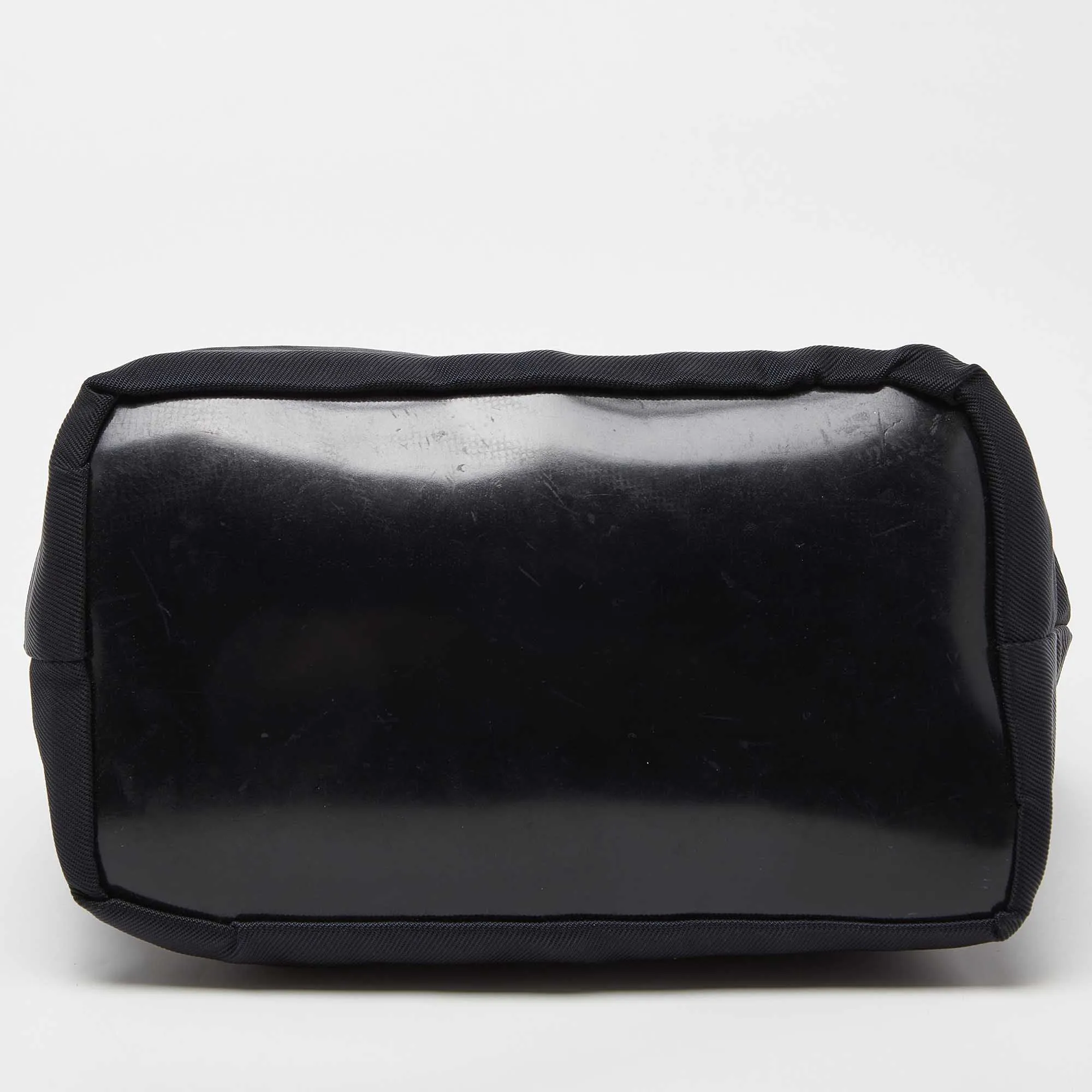 Gucci  Nylon And Patent Leather Bamboo Handle Bag