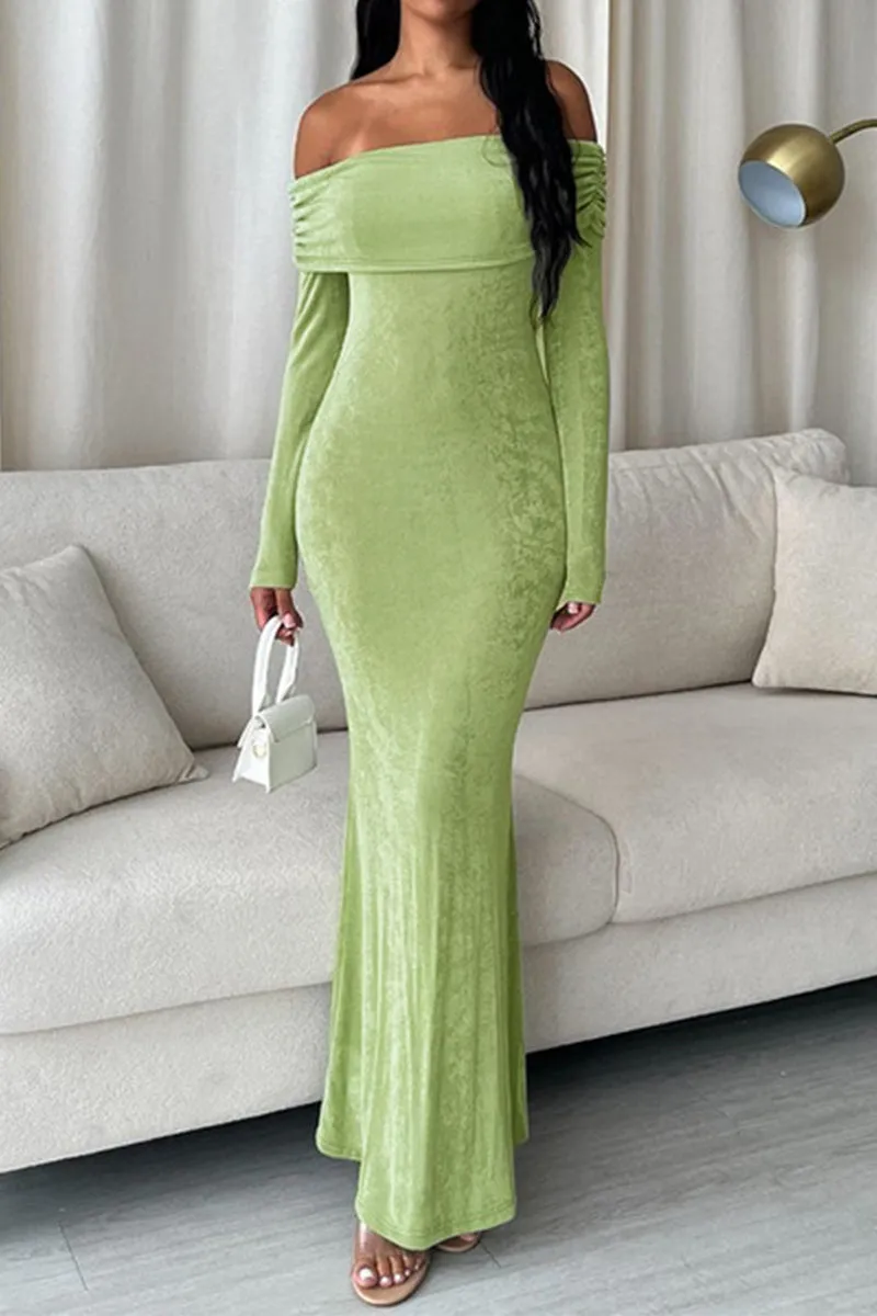 HBS1357 Luxe Velvet Off-Shoulder Gown Dress