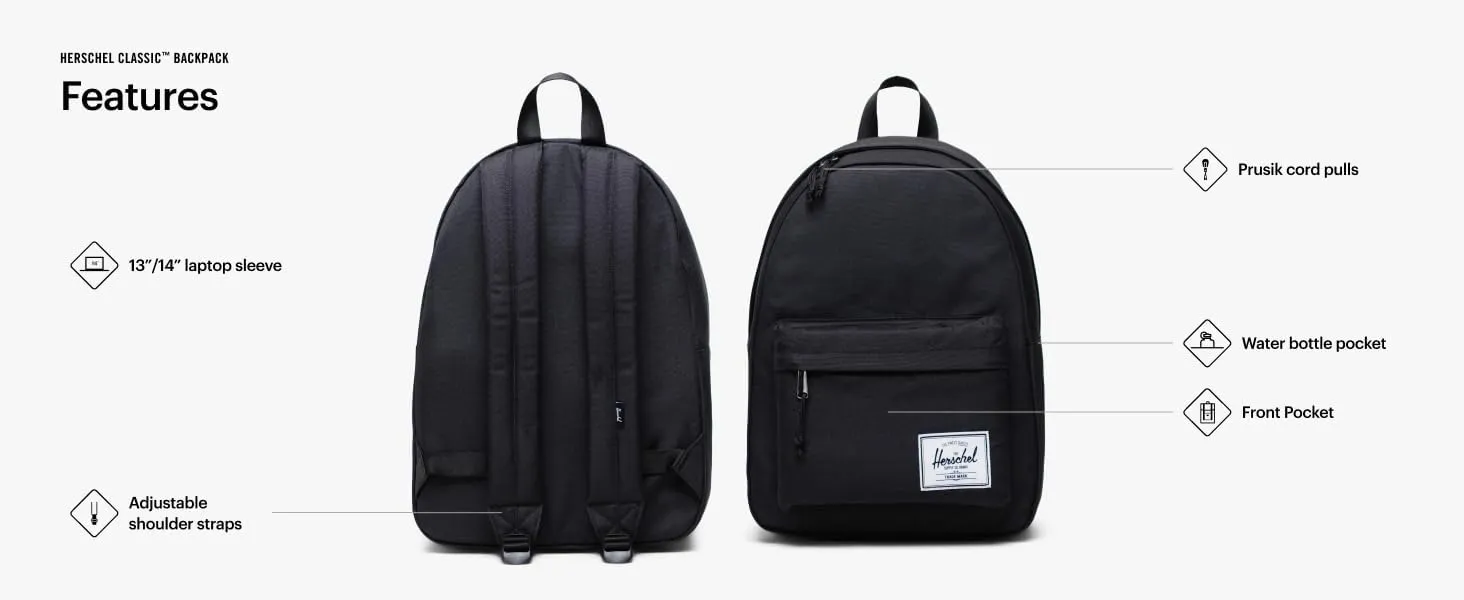 Herschel Supply Co. Classic Backpack, Black Tonal (New), Standard-26L