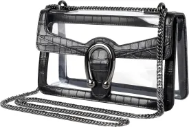 Joryin Women's Stadium Approved Crossbody Bag for Women, Small Clear Bag Shoudler Purse with Chain Strap