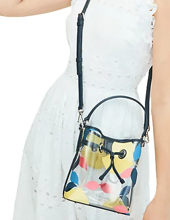 Kate Spade New York Eva See Through Lemon Zest Small Bucket