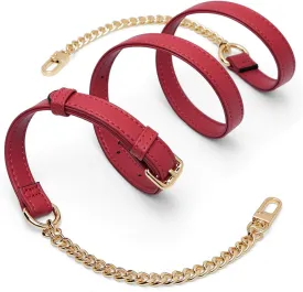 LAORENTOU Women's Leather Adjustable Chain Straps for Crossbody Bag Shoulder Purse Replacement Straps for Satchel Handbags