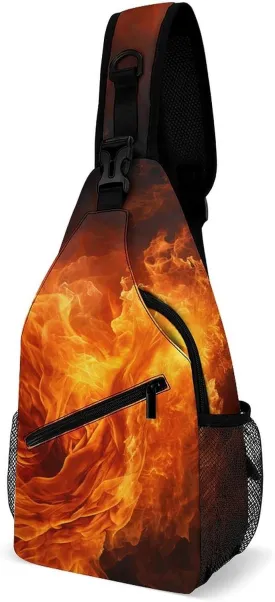 Lightweight Chest Bag Crossbody Bag Roaring Flame Sling Backpack for Women Men Sports Travel