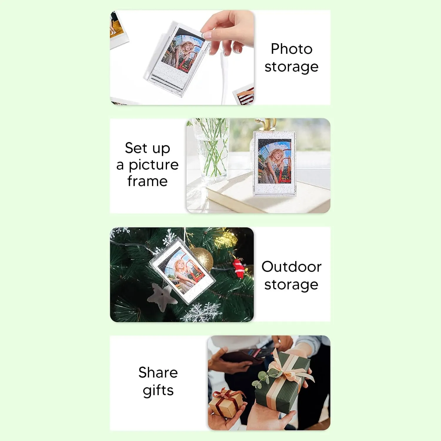 Mini Photo Case, Mini 3 Inch Movie Photo Case, Mini PC Photo Case with Hand Rope, Instant Camera Movies, Bag, Clear Gloss
