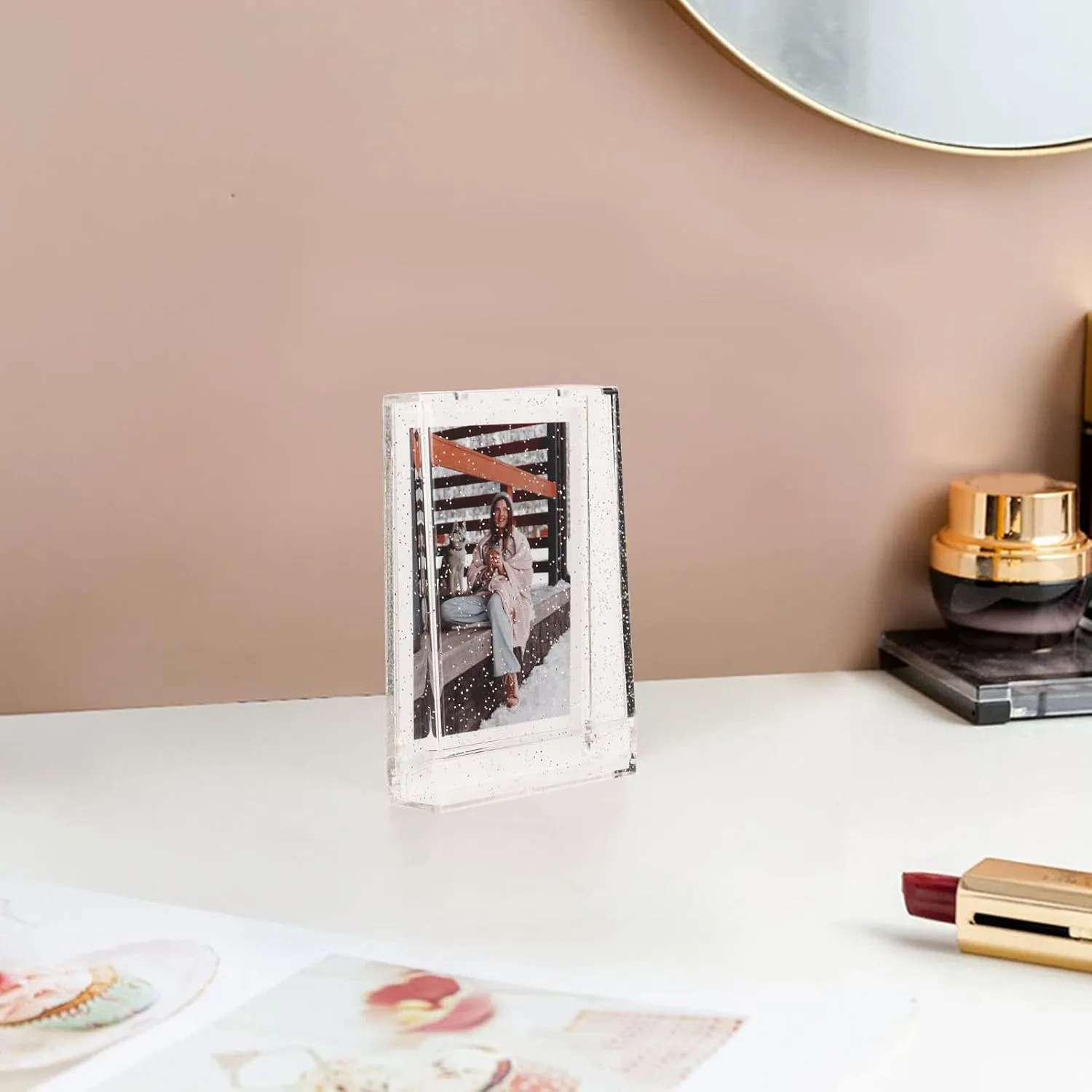 Mini Photo Case, Mini 3 Inch Movie Photo Case, Mini PC Photo Case with Hand Rope, Instant Camera Movies, Bag, Clear Gloss