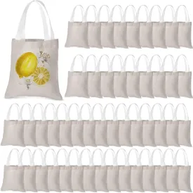 Moukeren 50 Pcs Canvas Tote Bag Bulk Mini DIY Blank Tote Sack Natural Small Cotton Reusable Bag for summer lemon party Gift