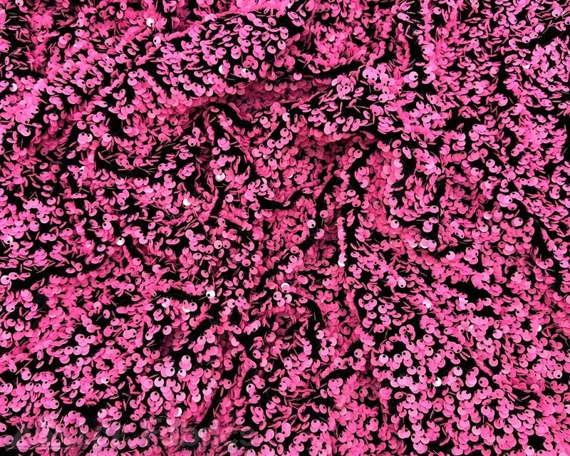 Neon Pink on Black Stretch Velvet Sequin Upholstery Fabric All Over Full Sequin