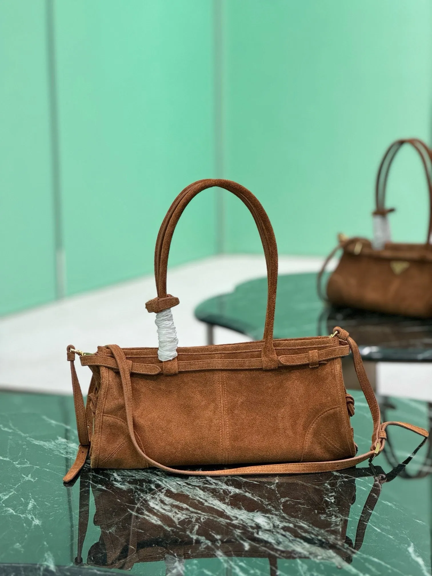 PD314 Cocoa Medium/Large Suede Handbag / HIGHEST QUALITY VERSION