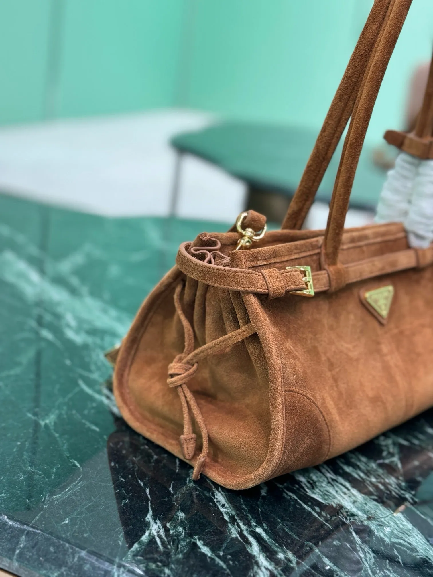 PD314 Cocoa Medium/Large Suede Handbag / HIGHEST QUALITY VERSION