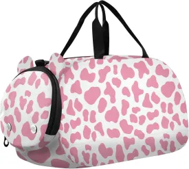 Peach Cow Pattern Duffel Bag with Shoes Compartment Multifunctional Overnight Bag for Beach Swim Pool Sports bolsa para hombre