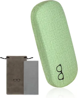 RayLove Hard Shell Glasses Case, PU leather Eyeglass Case Comes with a Pouch & Cleaning Cloth