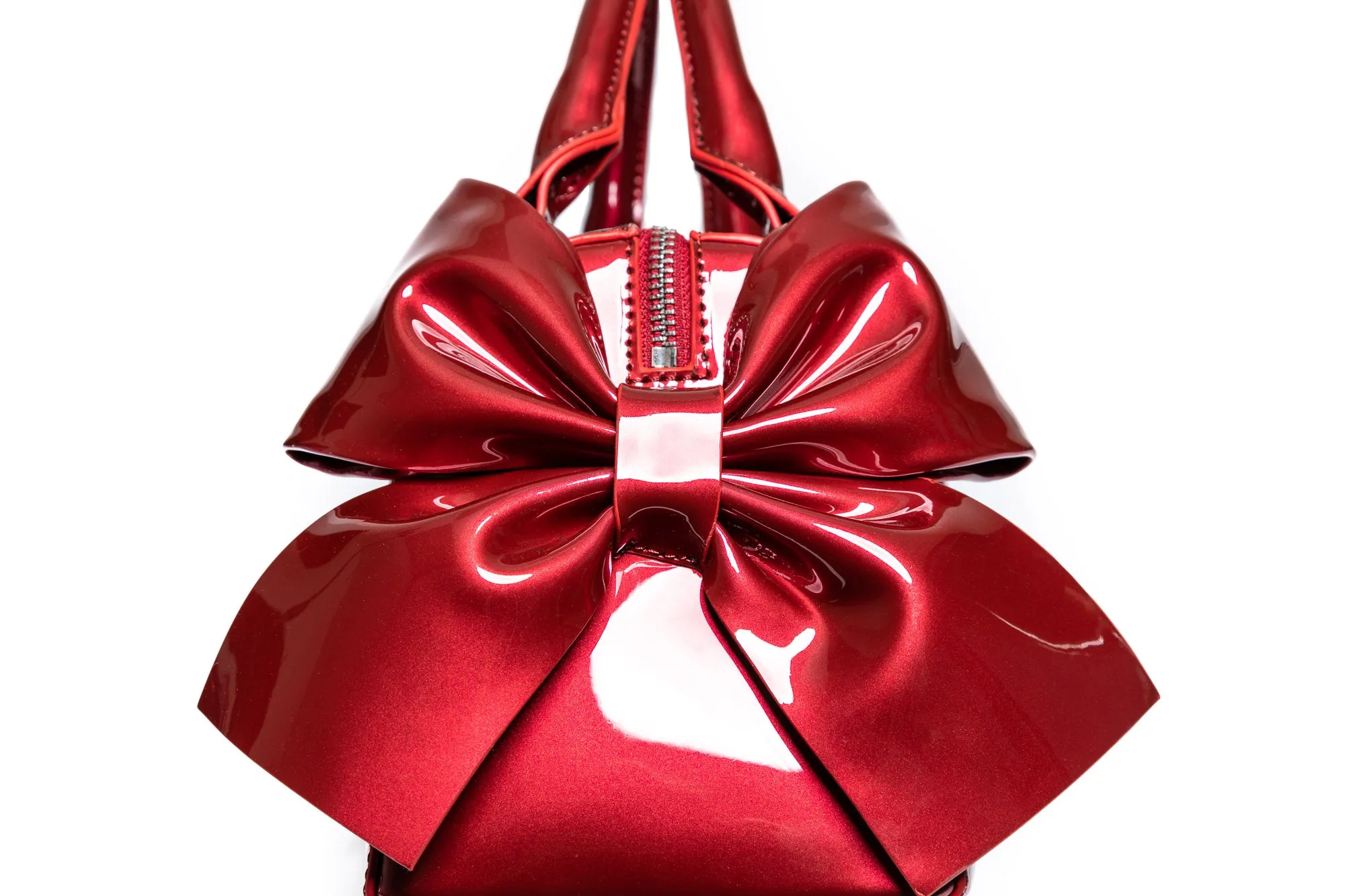 Red Shiny Mini Double Bow Tote