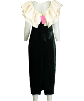Rhode Resort Green Velvet Satin Ruffle Midi Dress UK 8