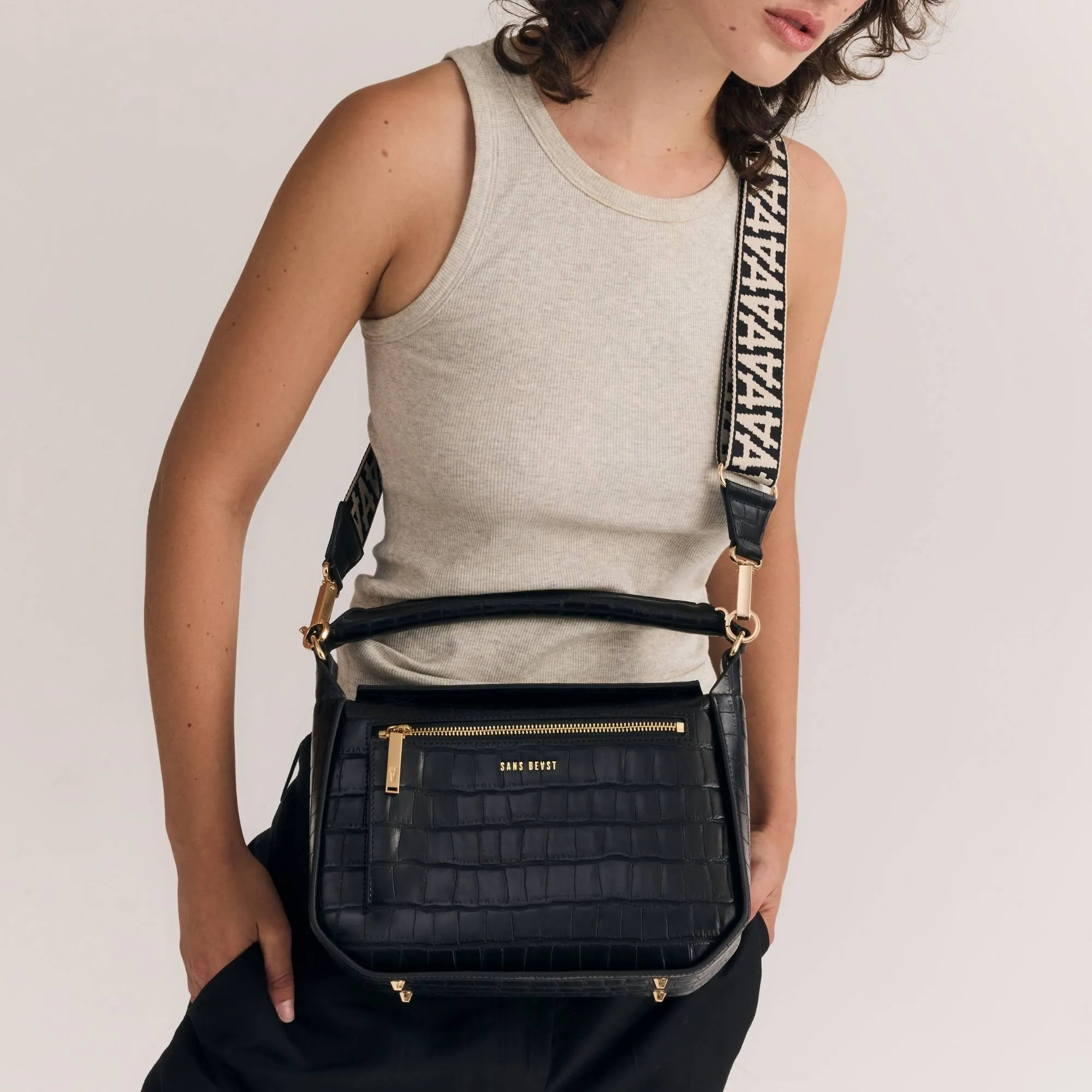 Sanctuary Handbag - Noir Croco