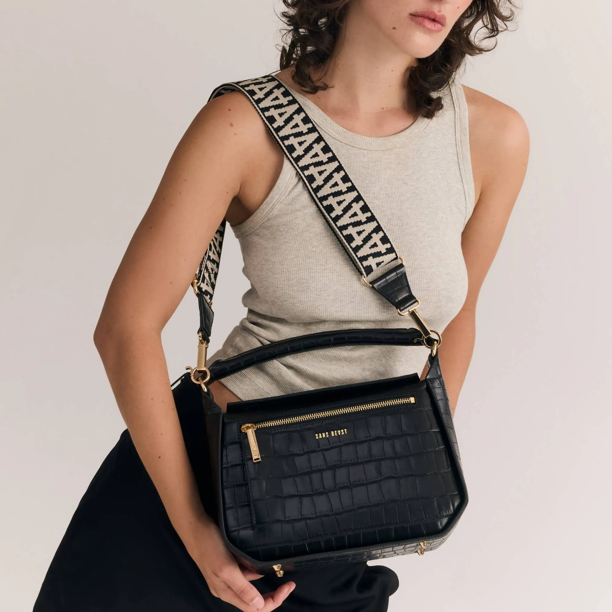 Sanctuary Handbag - Noir Croco