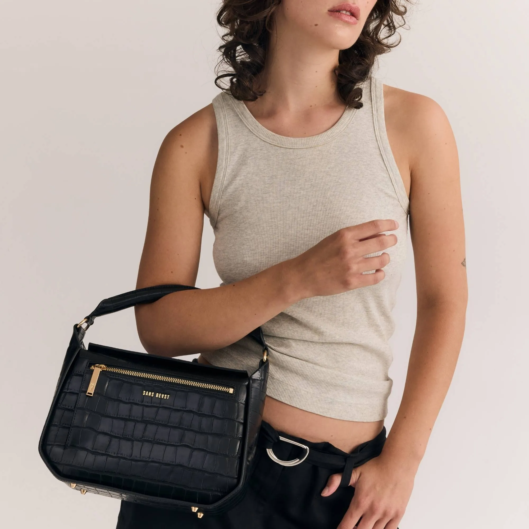 Sanctuary Handbag - Noir Croco