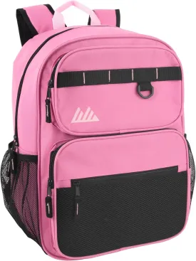 Summit Ridge Travel Backpack for Men and Women, Spacious Work Daypack with Water Bottle Pockets (Pink)