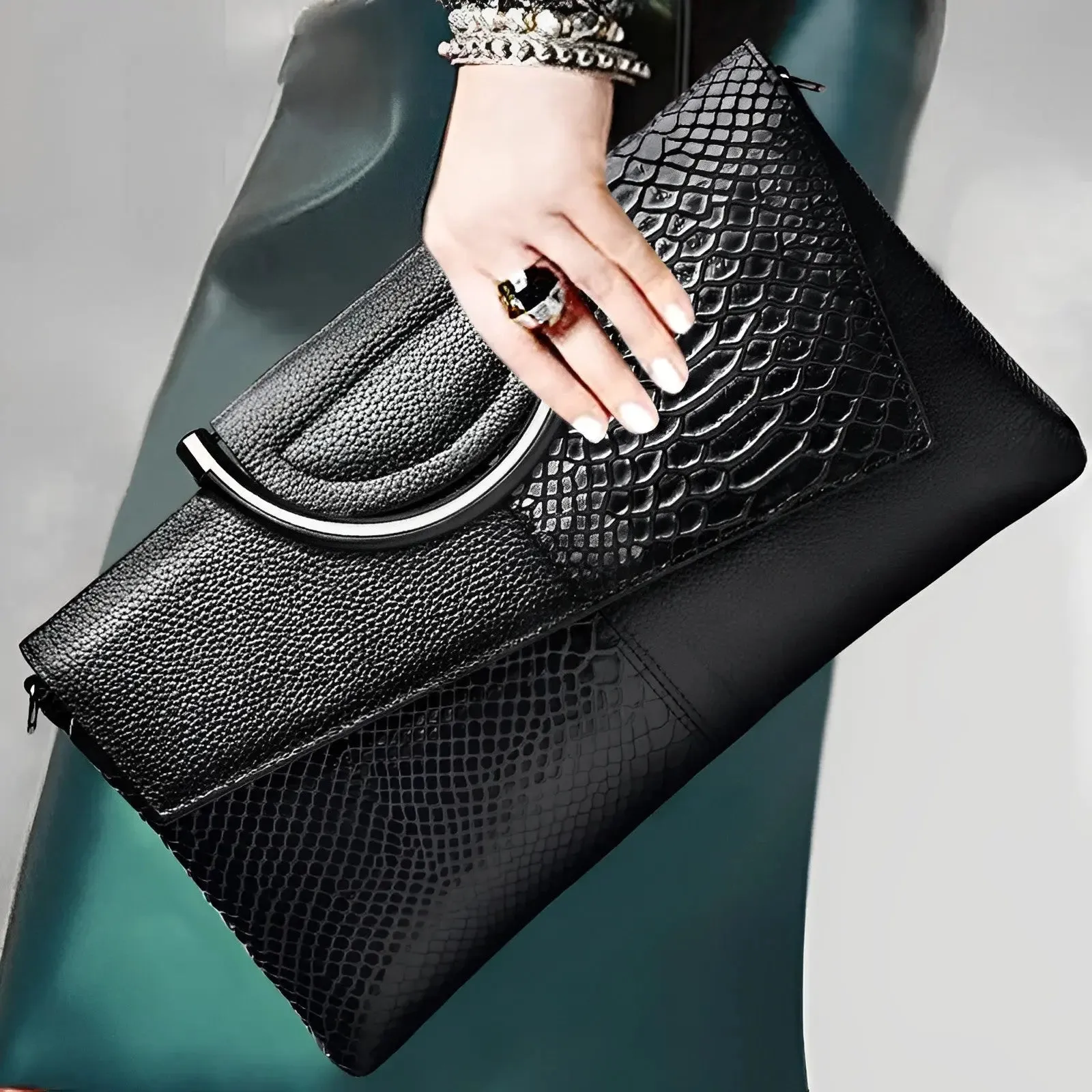 The Sophia | Luxurious Croc-Embossed Top Handle Bag