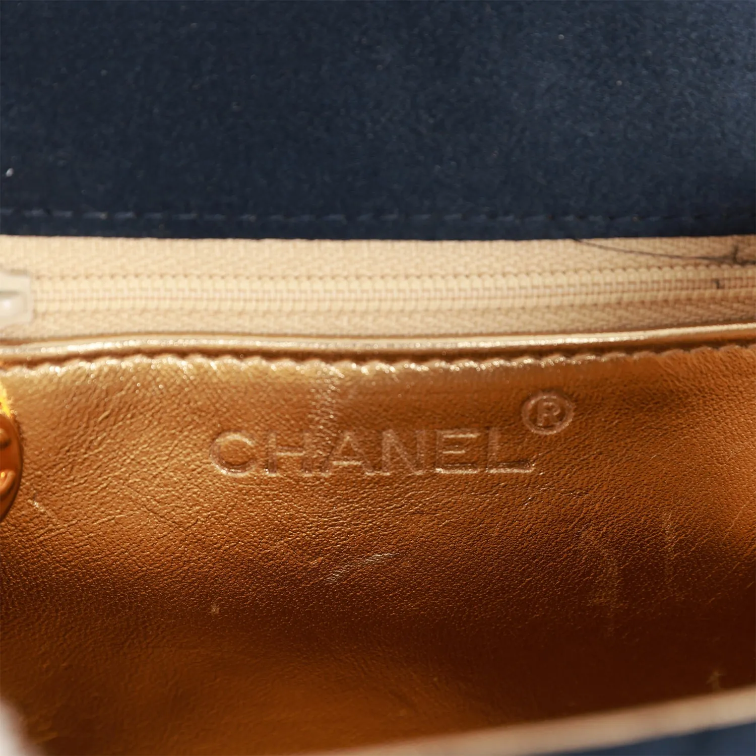 Vintagetrendy Inspired  Chanel Mini Flap Bag Dark Blue Satin Gold Hardware