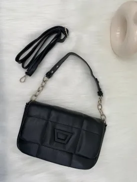 Women Solid Quilted Structured Sling Bag