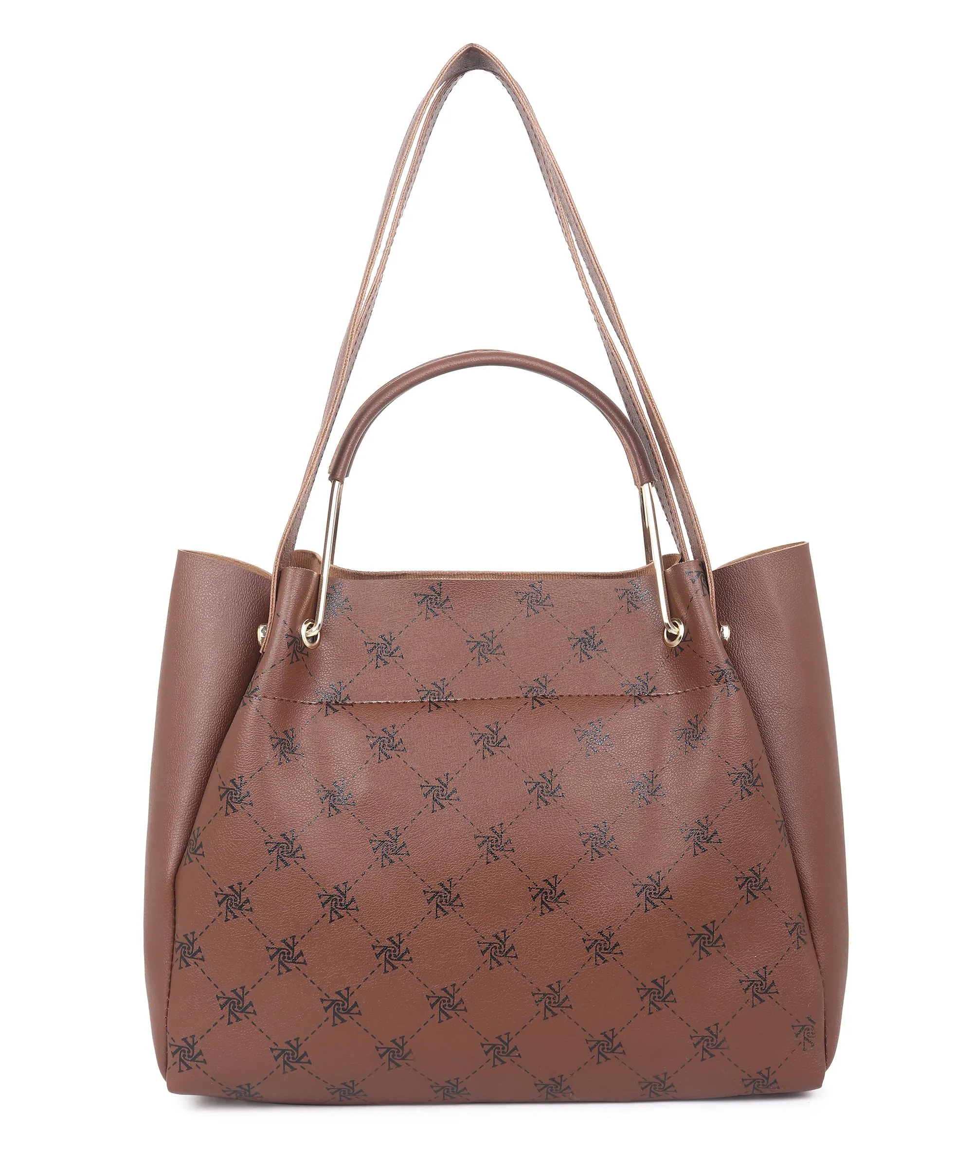 Women Tan Printed Handbag (Pack of 2)