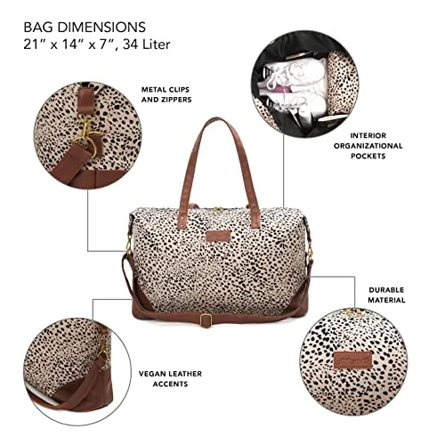 Women's Weekender Bag and Travel Duffel, Large 37 Liter Capacity