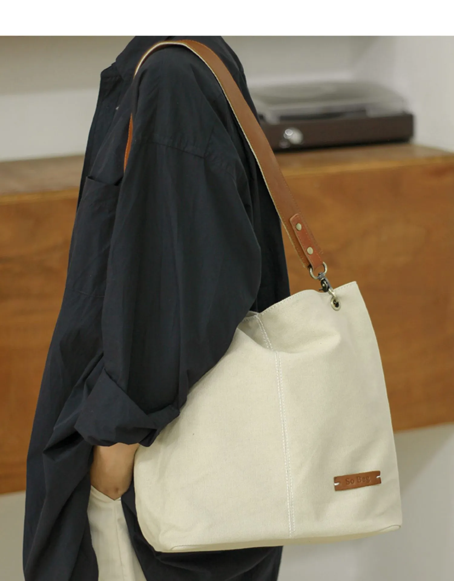 Womens White Canvas Tote Bag Canvas Shoulder Bag Canvas Crossbody Tote Bags for Men