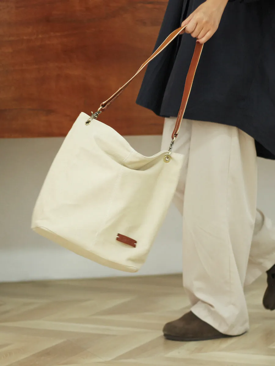 Womens White Canvas Tote Bag Canvas Shoulder Bag Canvas Crossbody Tote Bags for Men