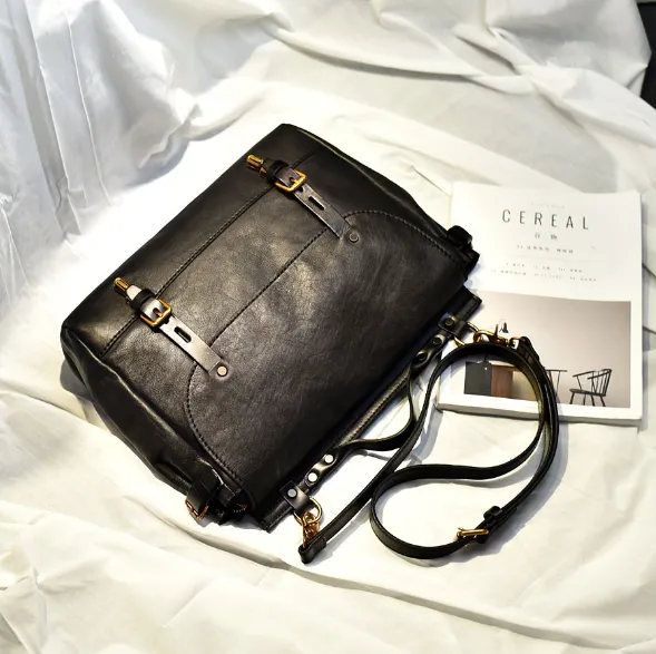 YAAGLE Men's Tanned Leather Business Briefcase Messenger Handbag YG8568