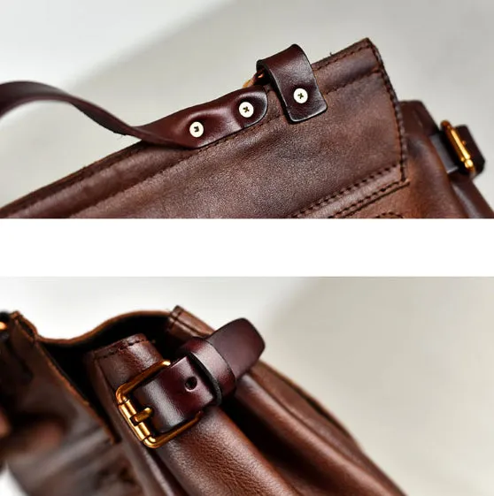 YAAGLE Men's Tanned Leather Business Briefcase Messenger Handbag YG8568