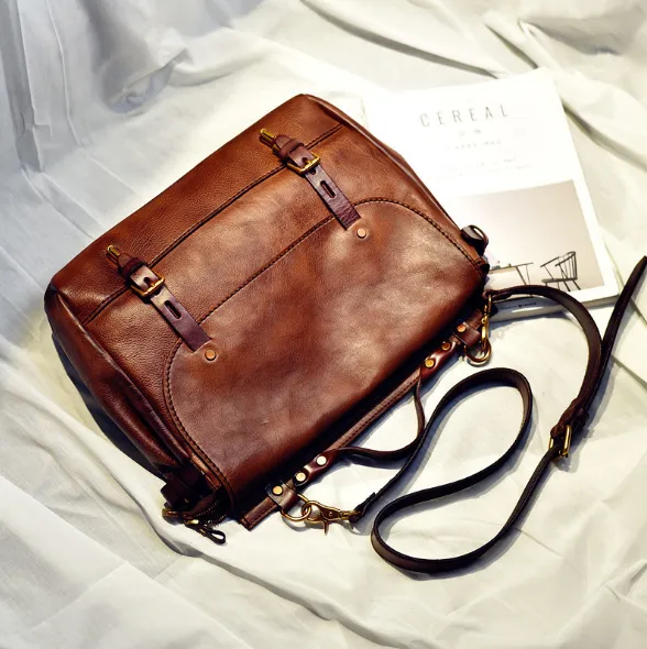 YAAGLE Men's Tanned Leather Business Briefcase Messenger Handbag YG8568