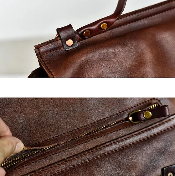 YAAGLE Men's Tanned Leather Business Briefcase Messenger Handbag YG8568