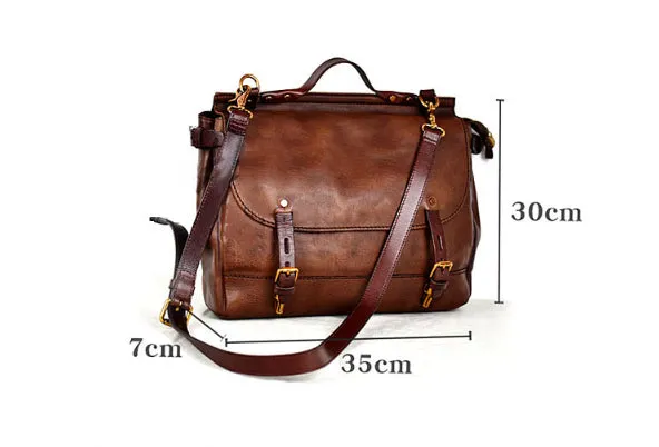 YAAGLE Men's Tanned Leather Business Briefcase Messenger Handbag YG8568