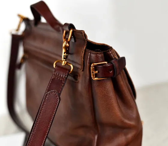 YAAGLE Men's Tanned Leather Business Briefcase Messenger Handbag YG8568